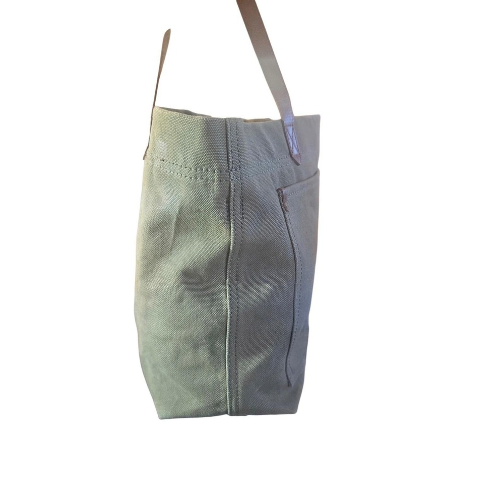 Madewell The Transport Tote Waxed Canvas Olive Green Leather Strap Handbag - Picture 9 of 9